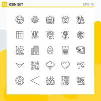 25 Benutzeroberflächen-Linienpaket mit modernen Zeichen und Symbolen der Economy Banking Bag Shape Cube editierbare Vektordesign-Elemente vektor