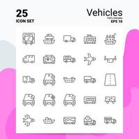 25 Fahrzeuge Icon Set 100 bearbeitbare Eps 10 Dateien Business Logo Konzept Ideen Linie Icon Design vektor