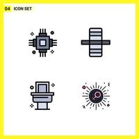 Packung mit 4 modernen Filledline-Flachfarbzeichen und -symbolen für Web-Printmedien wie Chipbad-elektronische Ausrüstung Sex editierbare Vektordesign-Elemente vektor