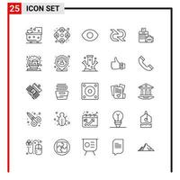 25 allgemeine Symbole für Website-Design Print und mobile Apps 25 Gliederungssymbole Zeichen isoliert auf weißem Hintergrund 25 Symbolpaket vektor