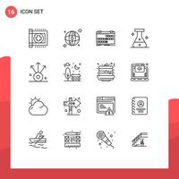 Stock Vector Icon Pack mit 16 Zeilenzeichen und Symbolen für den Export Laborkalender medizinischer Zeitplan editierbare Vektordesign-Elemente