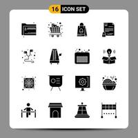 16 schwarze Icon-Pack-Glyphen-Symbole Zeichen für ansprechende Designs auf weißem Hintergrund 16 Icons gesetzt vektor