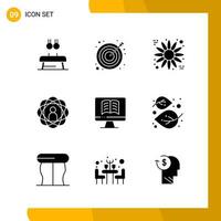 9 Icon Set Solid Style Icon Pack Glyphensymbole isoliert auf weißem Hintergrund für responsives Website-Design vektor