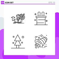Satz von 4 Symbolen im Linienstil kreative Gliederungssymbole für Website-Design und mobile Apps einfaches Liniensymbolzeichen isoliert auf weißem Hintergrund 4 Symbole vektor