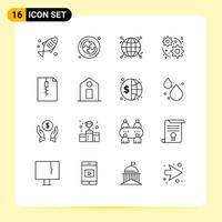 satz von 16 modernen ui symbolen symbole zeichen für etikett dokument fokus archiv web editierbare vektordesignelemente vektor