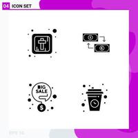 Solid Icon Set Packung mit 4 Glyphen-Icons isoliert auf weißem Hintergrund für Web-Print und Handy vektor