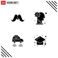 Pixel perfektes Set aus 4 soliden Symbolen Glyphen-Icon-Set für die Gestaltung von Websites und die Schnittstelle für mobile Anwendungen vektor