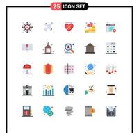 Stock Vector Icon Pack mit 25 Zeilenzeichen und Symbolen für Dokumente Artikel Love Graph Business editierbare Vektordesign-Elemente