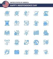 USA oberoende dag blå uppsättning av 25 USA piktogram av presidenter dag drake cola kan redigerbar USA dag vektor design element