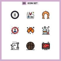 Stock Vector Icon Pack mit 9 Zeilenzeichen und Symbolen für Atome Zielpublikum Glück editierbare Vektordesign-Elemente