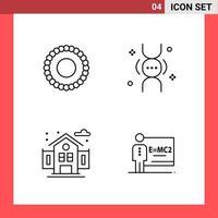 4 Icon Pack Line Style Umrisssymbole auf weißem Hintergrund einfache Zeichen für die allgemeine Gestaltung vektor