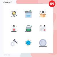 Stock Vector Icon Pack mit 9 Zeilenzeichen und Symbolen für Kleinkindöl-Webpflegepaket editierbare Vektordesign-Elemente