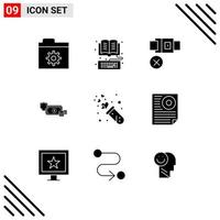 Solide Glyphenpackung mit 9 universellen Symbolen für Geld, Finanzen, Gürtel, Münzen, Dollar, editierbare Vektordesign-Elemente vektor