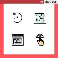moderner Satz von 4 gefüllten flachen Farben Piktogramm der Twitter-Seite Säure chemische Laborzeit editierbare Vektordesign-Elemente vektor