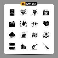 16 schwarze Icon-Pack-Glyphen-Symbole Zeichen für ansprechende Designs auf weißem Hintergrund 16 Icons gesetzt vektor