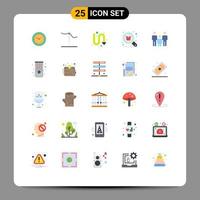 Flache Farbpackung mit 25 universellen Symbolen für Paar-Einkaufsrichtungs-Shop-Rabatte editierbare Vektordesign-Elemente vektor
