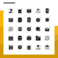 25 Management-Icon-Set solide Glyphen-Icon-Vektor-Illustrationsvorlage für Web- und mobile Ideen für Unternehmen vektor