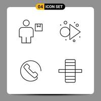 4 svart ikon packa översikt symboler tecken för mottaglig mönster på vit bakgrund 4 ikoner uppsättning vektor