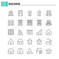 25 Gebäude Icon Set Vektor Hintergrund