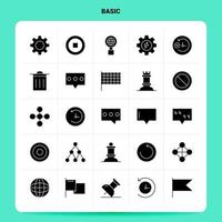 Solide 25 Basic Icon Set Vektor Glyphe Stil Design schwarze Icons Set Web und mobile Geschäftsideen Design Vektor Illustration