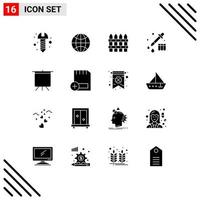 Stock Vector Icon Pack mit 16 Zeilenzeichen und Symbolen zum Hinzufügen von Deck-Farming-Board-Geräten, editierbaren Vektordesign-Elementen