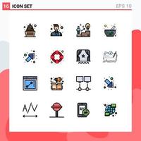 Stock Vector Icon Pack mit 16 Zeilen Zeichen und Symbolen für Pfeil Kräuterschale Leiter Kräuterlösung editierbare kreative Vektordesign-Elemente