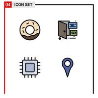uppsättning av 4 modern ui ikoner symboler tecken för bröd enheter browser sida hårdvara redigerbar vektor design element