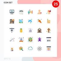 25 universell platt Färg tecken symboler av känslor gränssnitt paraply grundläggande hårdvara redigerbar vektor design element