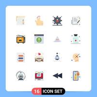 Stock Vector Icon Pack mit 16 Zeilenzeichen und Symbolen für Werbung und Big-Data-Entwicklungsdokumente auf Papier editierbares Paket kreativer Vektordesign-Elemente