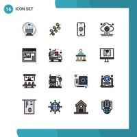 redigerbar vektor linje packa av 16 enkel platt Färg fylld rader av internet data vår datoranvändning uppkopplad redigerbar kreativ vektor design element