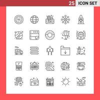 25 ikon packa linje stil översikt symboler på vit bakgrund enkel tecken för allmän design vektor