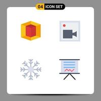 packa av 4 modern platt ikoner tecken och symboler för webb skriva ut media sådan som design snö kam video vinter- redigerbar vektor design element