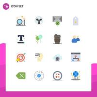 Stock Vector Icon Pack mit 16 Zeilen Zeichen und Symbolen für Interface Tag Mail Star ein editierbares Paket kreativer Vektordesign-Elemente