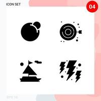 Vektorpaket mit 4 Symbolen im soliden Stil kreatives Glyphenpaket isoliert auf weißem Hintergrund für Web und Handy vektor