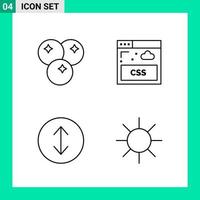 Packung mit 4 Symbolen im Linienstil vektor