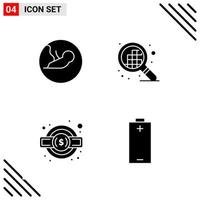 Pixel perfektes Set aus 4 soliden Symbolen Glyphen-Icon-Set für die Gestaltung von Websites und die Schnittstelle für mobile Anwendungen vektor