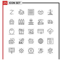 25 allgemeine Symbole für Website-Design Print und mobile Apps 25 Gliederungssymbole Zeichen isoliert auf weißem Hintergrund 25 Symbolpaket vektor
