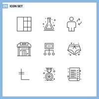 9 kreative Symbole moderne Zeichen und Symbole des Business Shop Human Market Business editierbare Vektordesign-Elemente vektor