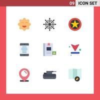 uppsättning av 9 modern ui ikoner symboler tecken för utbildning bok medalj användare mobil telefon redigerbar vektor design element