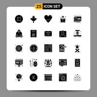 25 solides Glyphenpaket der Benutzeroberfläche mit modernen Zeichen und Symbolen der Finanzbuchhaltung Herzgeldspende editierbare Vektordesignelemente vektor