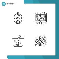 Stock Vector Icon Pack mit 4 Zeilen Zeichen und Symbolen für die Dekoration Warenkorb Ei Investition Ostern editierbare Vektordesign-Elemente