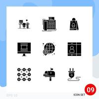 Stock Vector Icon Pack mit 9 Zeilenzeichen und Symbolen für Dollar-Fotorahmen Telefax digitaler Fotorahmen Ostern editierbare Vektordesign-Elemente