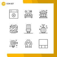 9 Icon Set Line Style Icon Pack Umrisssymbole isoliert auf weißem Hintergrund für responsives Website-Design vektor