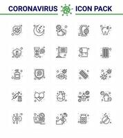 25 linje coronavirus covid19 ikon packa sådan som infektion coronavirus covid Kista skaka hand viral coronavirus 2019 nov sjukdom vektor design element