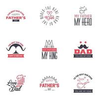 Lycklig fäder dag 9 svart och rosa typografi fäder dag bakgrund design fäder dag hälsning kort redigerbar vektor design element