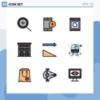 Stock Vector Icon Pack mit 9 Zeilen Zeichen und Symbolen zum Sortieren absteigender Waschläden Einzelhandel editierbare Vektordesign-Elemente
