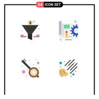 Aktienvektor-Icon-Pack mit 4 Zeilenzeichen und Symbolen für Filtermusik Return on Investment Pen Party editierbare Vektordesign-Elemente vektor