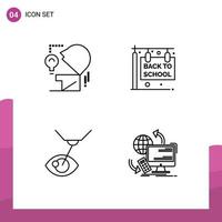 Stock Vector Icon Pack mit 4 Zeilenzeichen und Symbolen für die Vermarktung von Augenbehandlungsbirnen-Hängezeichen lasik editierbare Vektordesign-Elemente