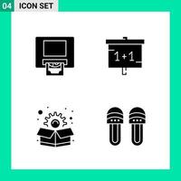 Packung mit 4 Symbolen im soliden Stil Glyphensymbole für den Druck kreativer Zeichen isoliert auf weißem Hintergrund 4 Symbolsatz vektor