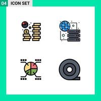 4 kreative Symbole moderne Zeichen und Symbole der Coin Chart Economy Global Pie editierbare Vektordesign-Elemente vektor